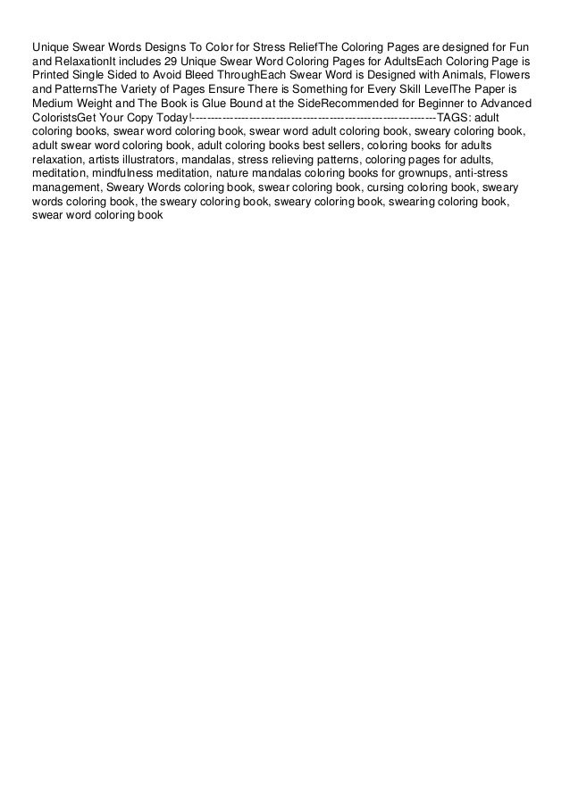 Download Pdf Ebook Download Swear Word Adult Coloring Book Stress Relief Color