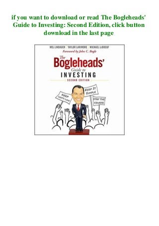 Pdf Ebook The Bogleheads Guide To Investing Second Edition Pdf