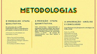 O MERGULHO -Etapa
qualitativa.
80 entrevistas de rua (SP)
exploratórias sobre o entendimento,
percepção e compreensão do t...