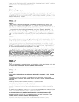 “Diria que nas Exatas há maior compromisso com a busca de excelência” - é uma acusação seríssima, que supõe um idéia muito
particular de excelência… e uma capacidade de julgamento incrível…

Decepção.



12/06/2009 - 11:32
Enviado por: Eduardo Petrucci Gigante

E mais, as universidades novas, federais, que vem sendo criadas, mantém os mesmos moldes, basicamente, e vícios. Perde-se
uma oportunidade ímpar de desenvolver uma nova forma de governança.
O “problema” é que gestão implica em mensuração e controle. Os docentes sentem-se “ameaçados” com cobranças. Cobranças
descabidas, segundo eles, como a presença física nos horários de trabalho, aulas bem fundamentadas e com conteúdo ao invés
de pesquisas de valor discutível… e por aí vai.



12/06/2009 - 11:33
Enviado por: Paulo

No elemento 1
A respeito da asneira de Paulo Renato, além de propagar a centralização das preocupações no ensino básico, ele ainda
distorceu o FUNDEB (proposta dos educadores após mais de 8 anos de discussão, que tramitava na câmara desde o Gov
Itamar, e previa atuar: na quantidade, aumentando o acesso às escolas públicas, e na qualidade da “Educação Básica”. Para isso
haveria uma previsão de 3,5 Bilhões de Reais por ano a ser bancado pelas três esferas).

O grupo do Sr paulo renato mandou retirar do congresso projeto do FUNDEB e enfiou “guela abaixo” da sociedade o tal do
FUNDEF (que atou principalmente no quesito quantidade, para atender as exigências dos organismos da ONU e assim manter
as “aparências”- puro marketing - e que passou a prever 500 milhões por ano para o fundo. Os outros 3 bilhões “devem ter ido”
para o mercado finaneceiro ou para financiar o PDV em que os principais cientistas das universidades públicas pularam fora e
foram para as faculdades pariculares dos amiguinos de FHC). Se não fossem as atuações dos municípios, que tiveram que a
função de gerir o ensino fundamental e com poucos recursos, nem mesmo o ensino fundametal teria sido contemplado nessa
época.

No elemento 2

Cabe acrescentar a necessidade de uma remuneração digna aos educadores, que lhes dê tranquilidade para sair de casa e ficar
em tempo integral na universidade não só atuando em pesquisa, mas também, gerando novas idéias e conceitos além de
estarem à disposição dos alunos para orientação.

A respeito da avaliação, concordo plenamente. Só tem que se tomar o cuidado de não fazer com está hoje com os alunos do
ensino médio, estudando apenas para vestibular (Acredito que seja por isso que o MEC esteja tentando mudar o modo de acesso
à Universidade).
Dependendo do foco tomado para as avaliações, poderá forçar o educador a centralizar suas ações e conhecimentos apenas
para passar na avaliação em detrimento de suas pesquisas e criação de suas idéias.

No que tange os alunos, com certeza a Universidade tem sim de manter um ambiente propício para que os alunos exerçam a sua
“vida acadêmica” com o máximo de qualidade. Tive sorte de estudar em uma Escola Técnica Federal-ETF (isso antes de FHC
tentar desmantelá-las) em que eu passava o dia todo estudando. Havia refeição aos alunos de manhã, tarde e noite. Tinha uma
biblioteca de ótima qualidade tanto para estudo de grupo quanto individual (alunos de faculdades particulares deixavam de
estudar nas bibliotecas de lá para ir estudar na da ETF). Para os alunos mais pobres, havia a possibilidade de serem monitore
(recebiam 70% do salário mínimo, mais vale transporte). Praticamente todas as semanas tinham palestras, teatro, mesas
redondas em que se discutiam de tudo. Pude assim aprender não só o conteúdo específico de minha área profissional
(telecomunicações), mas também cresci como pessoa. Hoje ela é uma CEFET e ministra cursos de nível superior (tecnólogo).
Acredito queas faculdades devam tratar seus alunos como a ETF (em que eu estudei) tratava, lógico que o ambiente é outro,
mais profundo no que tange conhecimento, e portanto deverá ter suas peculiaridades.



12/06/2009 - 11:38
Enviado por: rita

para lima:
aconteceu isso comigo tambem. fui candidata ao mestrado e venci todas as etapas de provas. mas nao conquistei a vaga. estava
num terreno no qual não conhecia ninguém, mas arrisquei ainda assim. cometi um erro enorme.



12/06/2009 - 11:40
Enviado por: André

Caro Nassif,

Creio que o ponto de partida para discussão deve ser exatamente a administração da universidade ou, se prefere, o modelo de
governança.

“Universidade com autonomia total (inclusive sem a obrigação de prestar contas), departamentos com autonomia total,
professores que, depois de empossados, não são obrigados a manter o ritmo anterior de produção - é impossível romper esse
círculo vicioso.”

Quem tem total autonomia é a Reitoria, apoiada pelo Co (abreviatura de Conselho Universitário).

Realmente, falta “prestação de contas” tanto das ações quanto dos gastos.

No passado, os aumentos eram limitados pela disponibilidade orçamentária, estabelecendo-se como teto o limite de 85% do
orçamento.

Hoje não se tem mais informações sobre compromentimento do orçamento com a folha de pagamentos e o reajuste de 6,05% foi
concedido sem apresentação e discussão dos dados financeiros, como era no passado.

(vide comunidado dos reitores em http://www.reitoria.usp.br/reitoria/index.php?q=node/2&nome=noticia&codntc=24167)

Retomando o ponto central, novos rumos para a Universidade, evidentemente a maior barreira à mudança está no caráter
burocrático e autoritário da administração universitária, que precisa ser modificado.

Rompendo esta barreira, abrem-se espaço para o debate democrático do modelo de universidade que queremos.
 