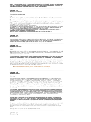 externa, e não pelo desejo em melhorar a situação interna. Melhorar a situação interna pode ser apenas um meio para projetar o
chefe para a comunidade universitária e extra-universitária (mas, como não é a única forma de projetá-lo(a)… nem sempre os
objetivos do departamento/da universidade e os da carreira do gestor estão coadunados!)



12/06/2009 - 12:02
Enviado por: Júlio Pubikher

Ótimo comentário, do blog do Favre:

USP
“As ideias da reitora Suely Vilela e do professor José Arthur Giannotti (”Tendências/Debates”, ontem) são quase convincentes e,
por isso, extremamente perigosas.
É importante revelar que elas se autodesmerecem por dois pontos:
1) A reitora aponta a chamada da Polícia Militar ao campus como resultado do “desrespeito a uma ordem judicial”, sendo que ela
própria, no atual momento, está desrespeitando duas sentenças transitadas em julgado, que condenam a Universidade de São
Paulo a recompor os salários dos professores que não receberam gatilhos devidos e a pagar os respectivos atrasados. Na
Unicamp, por exemplo, essa dívida já foi saldada.
2) O professor José Arthur Giannotti fala em “pautas fantasiosas”.
Eu gostaria que ele respondesse se é fantasioso solicitar que nossos salários, que hoje carregam uma perda de 42% em relação
ao que eram em 1989, sejam corrigidos para patamares minimamente decentes. Os índices por ele apresentados, aliás, são
falsos. Índices corretos poderiam ter sido fornecidos a ele pela Adusp e pela própria reitoria.
PS: Votei, livremente, contra a greve dos professores decidida no dia 4 passado pela maioria e não represento, portanto, a
categoria tão ofendida pelas palavras do professor Giannotti.
MARLENE SUANO, professora-doutora do Departamento de História da FFLCH-USP (São Paulo, SP)



12/06/2009 - 12:15
Enviado por: Paulo

Nassif, vc esqueceu de algo importante de qq universidade pública…os egos envolvidos. Ok, em qq lugar temos brigas de egos,
mas nesses casos, ois empregos estão garantidos e muitos simplesmente não seguem qq ordem, por mais q seja vindo da
reitora. Se não concordam com algo, a briga pode ser feia. Quero ver um CEO lidar com iso facilmente….



12/06/2009 - 12:22
Enviado por: João Vergílio

Nassif,

A amplidão dos temas que você levanta (e a relevância de todos eles) recomenda, a meu ver, a criação, no Portal, de uma seção
dedicada exclusivamente à Educação - uma espécie de forum permanente, onde pudéssemos todos trocar idéias de maneira
civilizada e sem preconceitos de parte a parte.

Tenho minhas dúvidas se deveríamos incluir questões sobre a universidade e questões sobre o ensino básico num mesmo lugar.
Isso pode gerar congestionamento. Talvez o mais recomendável fosse mesmo criar abas separadas, com dinâmicas próprias.

Atualmente, os docentes da FFLCH estão debatendo alguns desses temas numa lista de discussão. O resultado é interessante,
apesar de claramente parcial. Oitenta por cento das intervenções são feitas por pessoas com posições muito semelhantes,
criando às vezes uma falsa impressão de hegemonia. Tenho quase certeza de que o mesmo cenário se repetiria aqui. Mesmo
assim, o tema é tão importante que justifica os riscos. É preciso conquistar os colegas para o debate. Se você achar interessante
a criação desse forum permanente, conte comigo. Serei fruguês de carteirinha.

          Estou juntando material para montar o Grupo. Se puder mediar, será de grande valia.




12/06/2009 - 12:29
Enviado por: emerson

Olá a todos:

Uma correção: A carreira de docente de universidade federal tem várias etapas: A mais baixa é de auxiliar (com graduação),
assistente (com mestrado), adjunto, associado e titular (com doutorado). Dentro das classes de auxilias, assistente, adjunto e
associado existem os niveis I, II, III, e IV. Para ser auxiliar para assistente, basta concluir o mestrado, e de assistente para
adjunto basta o doutorado. Para ser promovido de Adjunto I para II é por tempo de carreira (dois anos). Para ser promovido de
Adjunto IV para Associado I deve haver comprovação de publicação, docencia, orientação, atividades admisnistrativas. De
Associado I para II por tempo de carreira. Para titular, concurso publico. A cada promoção ocorre um pequeno aumento no
salario. Assim é incorreto dizer que o docente entra no fim da carreira e dizer que não há um incentivo para crescer na carreira,
até porque para chegar a titular o docente tem que mostrar uma carreira muito sólida. Ninguem chega a titular antes de 20 anos
de muito esforço.

Uma observação: departamentos de melhor desempenho (por exemplo na avaliação da capes) geralmente são mais rigorosos
nos concursos pois estão bem estabelecidos e temem comprometer sua qualidade e tem sido comum não contratarem nenhum
candidato em determinado concurso, preferindo abrir novo edital 6 meses ou um ano depois. Departamentos com desempenho
inferior geralmente são carentes de pessoas e preferem contratar imediatamente, mesmo se os candidatos forem inexpressivos.
De qualquer modo, os melhores candidatos a docente acabam contratatos nos melhores departamentos, pois nem se
candidatam a vagas em departamentos inferiores.

premio ao merito: o CNPq instituiu uma bosa de produtividade para os pesquisadores mais destacados na área de pesquisa.
Essa bolsa vai do nivel 2 para o 1D, 1C, 1B e 1A. Para ganhar a bolsa o pesquisador deve apresentar um determinado nivel de
produtividade e sua classificação vai depender de uma avaliação dos ultimos dez anos de pesquisa. Apenas os melhores são
premiados.

As agencias de fomento somente dão recursos aos pesquisadores que mostram curriculo compativel. Pesquisadores em inicio de
carreira geralmente conseguem poucos recursos e aqueles mais consolidados consegem mais recursos. Conforme os
pesquisdores inciantes vão consolidando suas carreiras, vão conseguindo mais recursos e consolidando cada vez mais sua
carreira.

assim, me parece que a carreira esta bem definida e premiando o merito.



12/06/2009 - 12:48
Enviado por: hugo
 