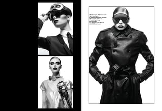 Sunglasses ic! berlin , trench Burberry London
Pagina a fianco/Opposite:
Up: Sunglasses Rebecca Minkoff + Shane Baum
shirt To Long Nam, jacket co | te
tie Prada, hat Lipstick Vintage
mask Sharra Pagano
Down: Sunglasses ic! berlin dress Fendi
mechanic glow stylist’s archive
 