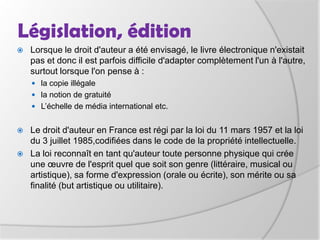 Avantages et inconvénientsProduit beaucoup plus rapidement que tout livre imprimé ; en effet, grâce au livrel, un auteur expérimenté pourrait rédiger un ouvrage en quelques semaines seulement alors qu’il mettrait des mois avec une édition imprimée,Possibilité de remettre à jour, corriger ou compléter les infos d’un livre électronique surtout dans les domaines tels que la science, la politique ou l’histoire,Possibilité de laisser des commentaires à l’auteur et donc de communiquer avec lui.