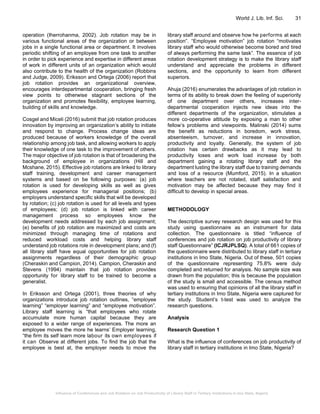 Influence of Conferences and Job Rotation on Job Productivity of ...