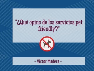 “Victor Madera: ¿Qué opino de los servicios pet friendly?"
 