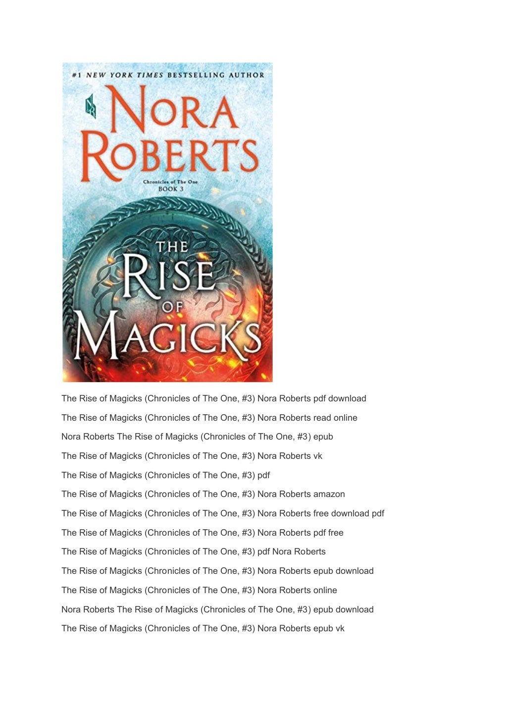 [Pdf] get the rise of magicks (chronicles of the one, 3