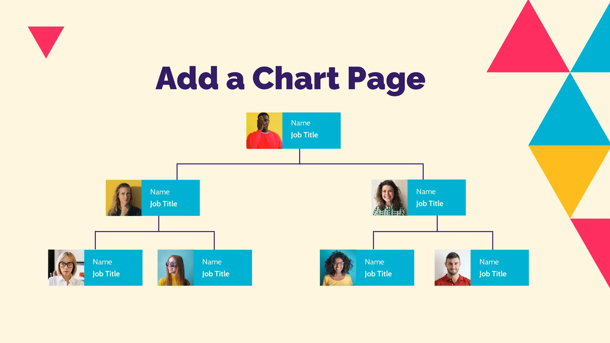 Add a Chart Page
Name
Job Title
Name
Job Title
Name
Job Title
Name
Job Title
Name
Job Title
Name
Job Title
Name
Job Title
 