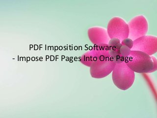 PDF Imposition Software
- Impose PDF Pages Into One Page
 
