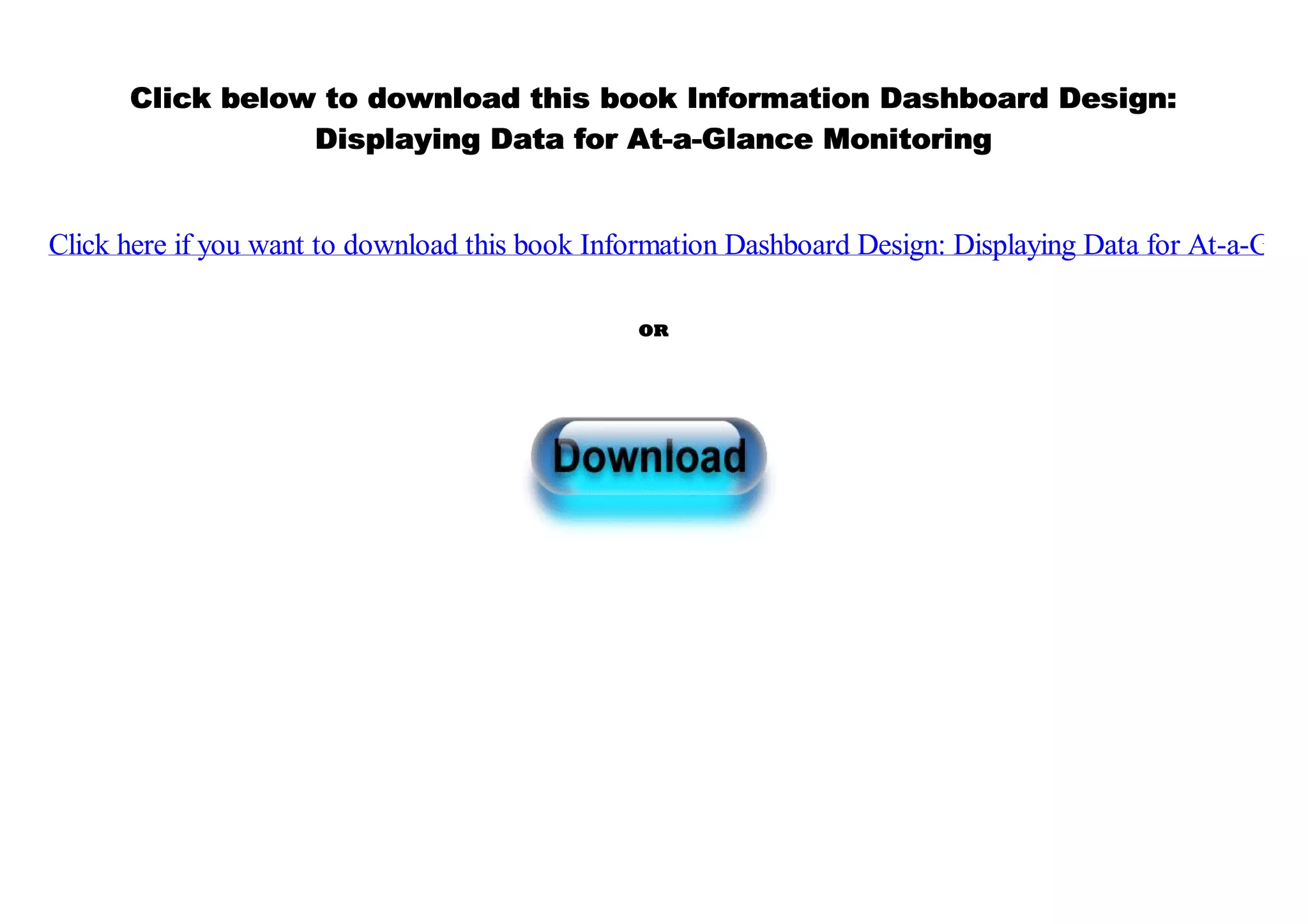 Doc] Information Dashboard Design: Displaying Data for At-a-Glance
