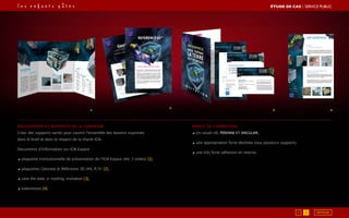 1.
2.
4.3.
Déploiement et supports de la campagne
Créer des supports variés pour couvrir l’ensemble des besoins exprimés
dans le brief et dans le respect de la charte IGN.
Documents d’information sur IGN Espace :
◢ plaquette institutionnelle de présentation de l’IGN Espace (A4, 3 volets)  
[1],
◢ plaquettes Géoview et Référence 3D (A4, R/V)  [2],
◢ save the date, e-mailing, invitation [3],
◢ kakemonos [4].
Impact de l’opération
◢ Un visuel clé, pérenne et singulier,
◢ une appropriation forte déclinée sous plusieurs supports,
◢ une très forte adhésion en interne.
1 2
ÉTUDE DE CAS┃SERVICE PUBLIC
RETOUR
 