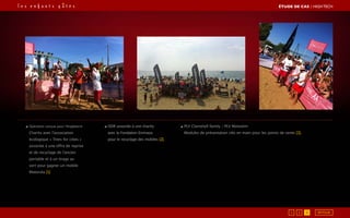 ◢ Opération conçue pour l’Angleterre
Charity avec l’association
écologique « Trees for cities »
associée à une offre de reprise
et de recyclage de l’ancien
portable et à un tirage au
sort pour gagner un mobile
Motorola [1]
◢ ODR associée à une charity
avec la Fondation Emmaüs
pour le recyclage des mobiles [2],
◢ PLV Clamshell family / PLV Motoslim
Modules de présentation clés en main pour les points de vente [3],
ÉTUDE DE CAS┃High Tech
1 2 3 RETOUR
 