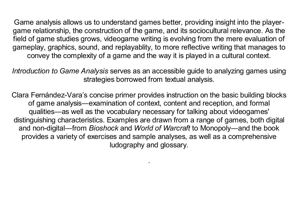 [Doc] Introduction to Game Analysis