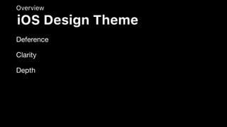Overview
Deference

Clarity

Depth
iOS Design Theme
 