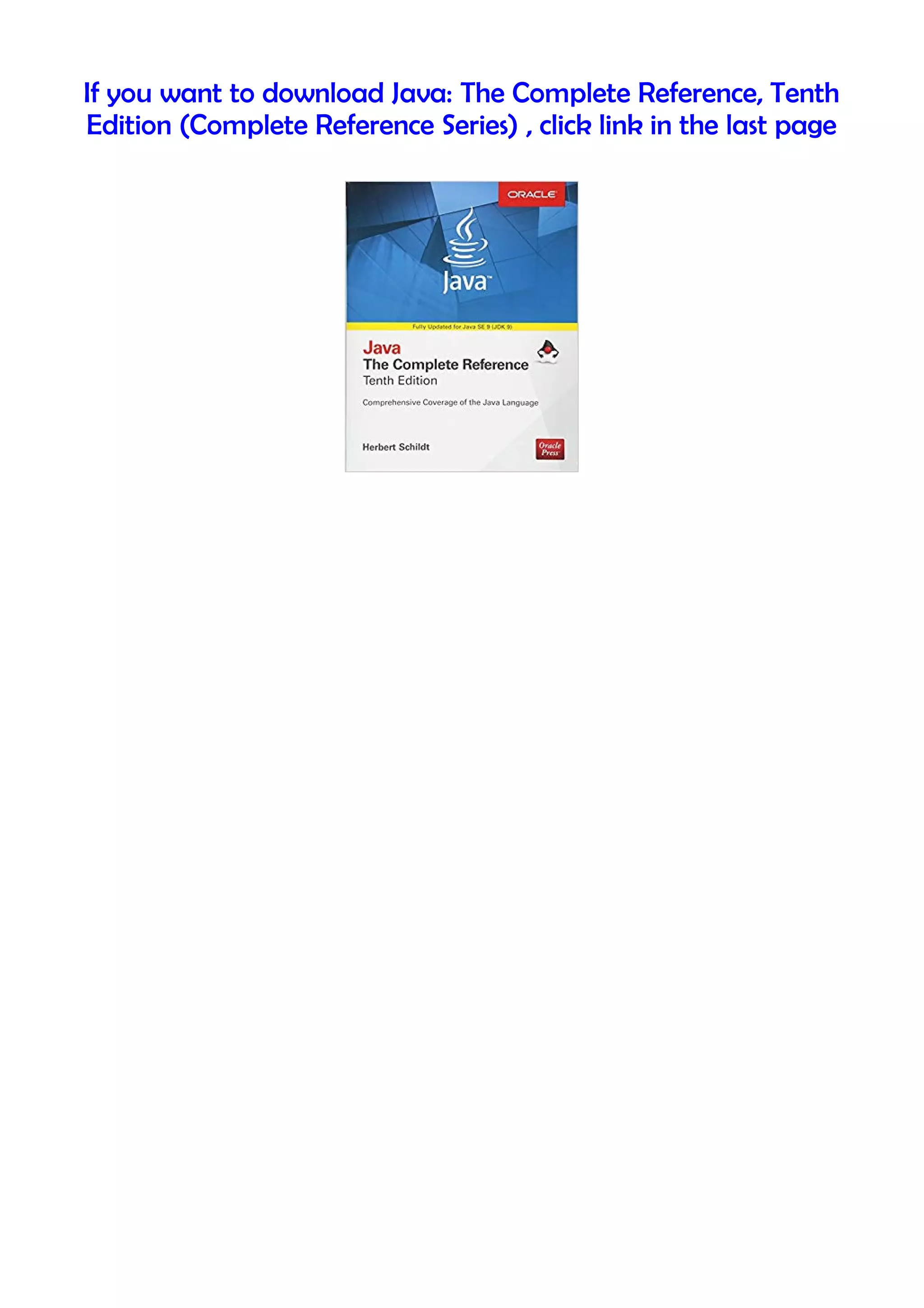 [Doc] Java: The Complete Reference, Tenth Edition (Complete Reference ...