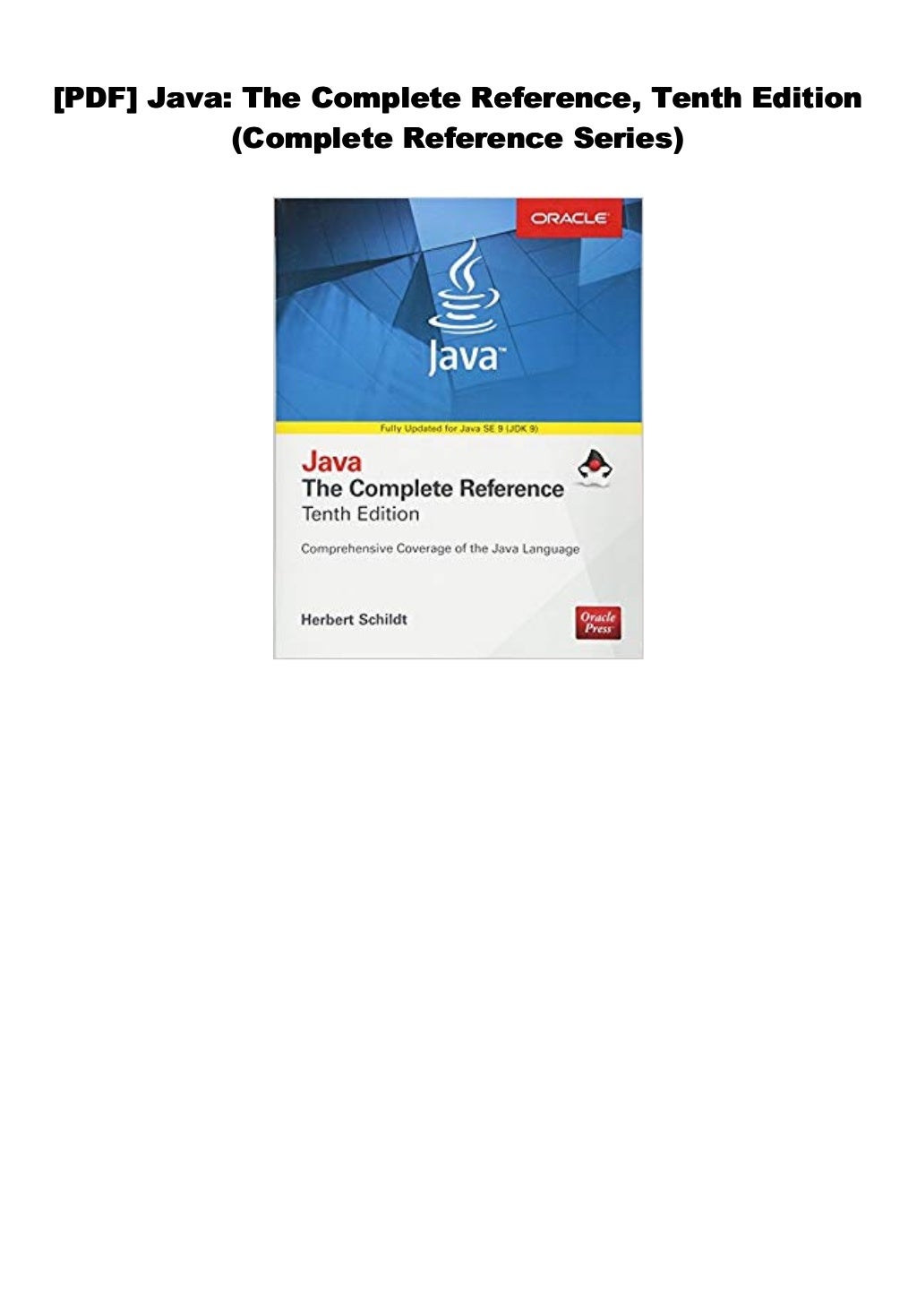  doc java the complete reference tenth edition complete reference