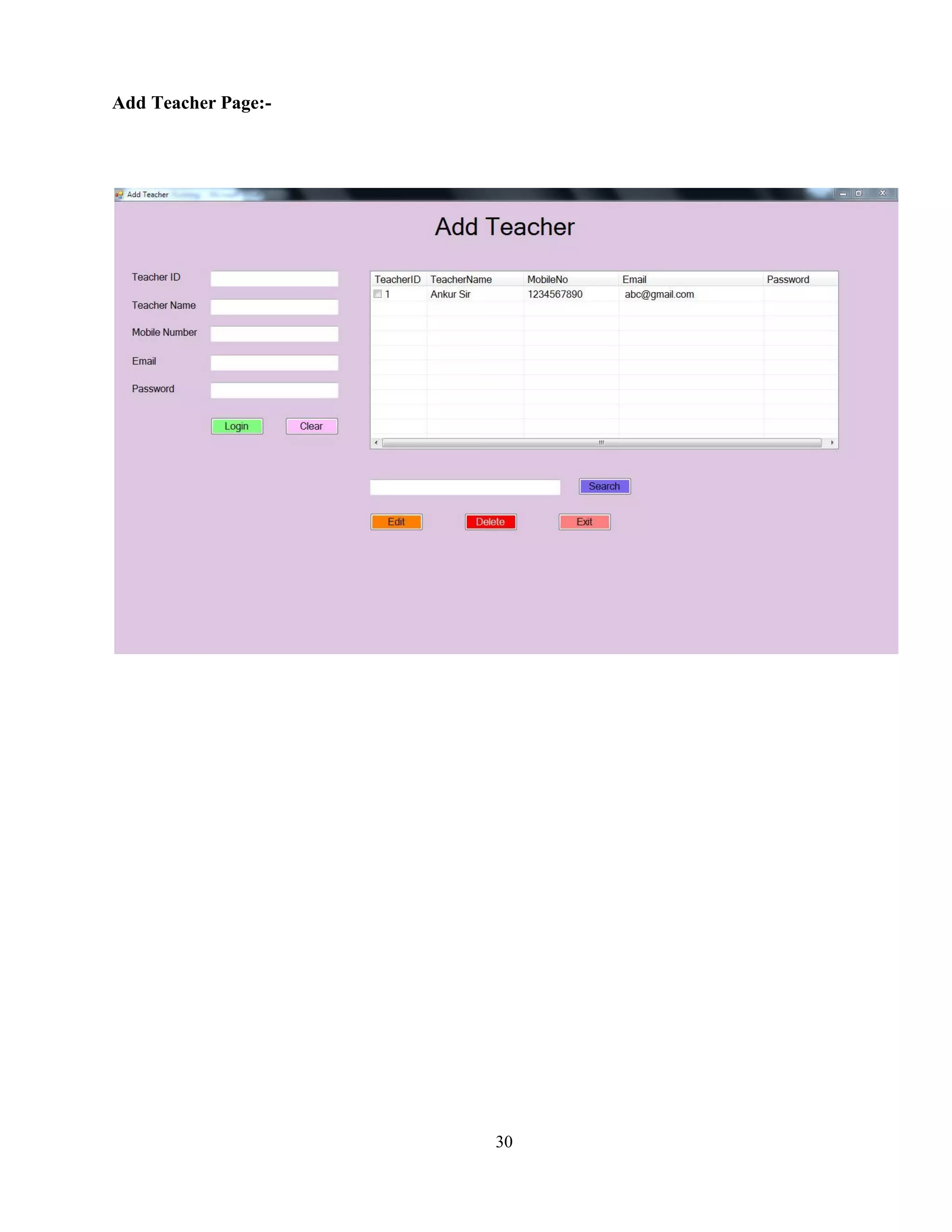 30
Add Teacher Page:-
 