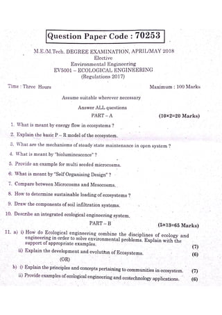 EV5001-Ecological Engineering-previous year question paper