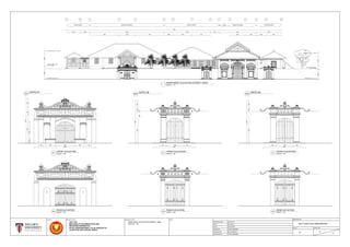 54735
A0A1ABCDEFGHJKLMN
2780
9515
48154080 3975
21702450
2283
18927
471573677480
3450 6410
2465 3945
11813
2760 RUMAH PELAMINMIDDLE ROOMEXHITBITION AREA PRAYER ROOMWASH ROOM
25004400
CEILING LEVEL (C.L. ±4.4M)
FIRST FLOOR LEVEL
(F.F.L. ±2.5M)
GROUND LEVEL (G.L. 0 )
32404200
CEILING LEVEL (C.L. ±4.2M)
FIRST FLOOR LEVEL
(F.F.L. ±3.2M)
GROUND LEVEL (G.L. 0)
1837374
2415416818
3813
5275
808425 1692 808 425
3597
5901488593
629
173154
3629
3852105
3629
6293852105
3597
590 1490 590
GATE 01 - 03
NORTHWEST ELEVATION (STREET VIEW)
CLIENT PROJECT TITLE
ARC 1215
METHODS OF DOCUMENTATION AND
MEASURED DRAWING ON
ROYAL MUSEUM KEDAH, LOT 82, SEKSYEN 16
ALOR STAR, KOTA SETAR, KEDAH
DRAWING TITLE NOTE
01
FRONT ELEVATION
SCALE 1 : 25
02
REAR ELEVATION
SCALE 1 : 25
01
FRONT ELEVATION
SCALE 1 : 25
01
FRONT ELEVATION
SCALE 1 : 25
02
REAR ELEVATION
SCALE 1 : 25
02
REAR ELEVATION
SCALE 1 : 25
G01
GATE 01
G02
GATE 02 G03
GATE 03
NORTHWEST ELEVATION (STREET VIEW)
SCALE 1 : 75
DRAWING NO.
STARTING DATE
DATE
SCALE
CHECKED BY
20.01.2017
03.03.2017
AS SHOWN
TRM'S MEMBERS
MR. KHAIROOL
TRM'S MEMBERSMEASURED BY
DRAWN BY
2017/ ARC1215/ RMUZKEDAH
D 12
31
SHEET NO.ISSUE
 