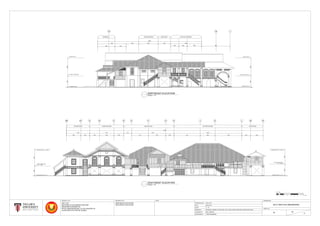 54735
27602780
RUMAH PELAMIN
9515
MIDDLE ROOM EXHITBITION AREA
4815 40803975
2170
24502283
18927
4715 7367 7480 3450
PRAYER ROOM
6410
24653945
11813
WASH ROOM
28004600
FIRST FLOOR LEVEL
GROUND LEVEL (G.L. 0)
32404200
FIRST FLOOR LEVEL
GROUND LEVEL (G.L. 0 )
CA EB D F G HA1A0 J MLK N
32004968
ROOF LEVEL
FIRST FLOOR LEVEL
GROUND LEVEL GROUND LEVEL
FIRST FLOOR LEVEL
ROOF LEVEL
32004968
28981
8636
3991
SULTAN'S ENTRANCEWASH AREA
7954
3450548034357980
EXHIBITION AREAVERANDAH 3
23802265
30954885
11a10
STARTING DATE
DATE
SCALE
CHECKED BY
20.01.2017
06.03.2017
1 : 75
RACHAEL CHEONG, LIM ZIA HUEI, TEO VI VIEN, CHONG CHIN PING, WONG WAN JIUAN
MR. KHAIROOL
TRM'S MEMEBERS
SOUTHEAST ELEVATION
NORTHEAST ELEVATION
PROJECT TITLE
MEASURED BY
DRAWN BY
ARC 1215
METHODS OF DOCUMENTATION AND
MEASURED DRAWING ON
ROYAL MUSEUM KEDAH, LOT 82, SEKSYEN 16
ALOR STAR, KOTA SETAR, KEDAH
DRAWING TITLE NOTE
2017/ ARC1215/ RMUZKEDAH
B 08
31
DRAWING NO.
SHEET NO.
0 0.5 1 21.5 3 4 5 6 7 7.5 (M)
M 1 : 75
SCALE 1 : 75
SOUTHEAST ELEVATION
SCALE 1 : 75
NORTHEAST ELEVATION
 