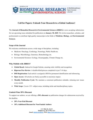 Journal of Biomedical Research Environmental Sciences PDF