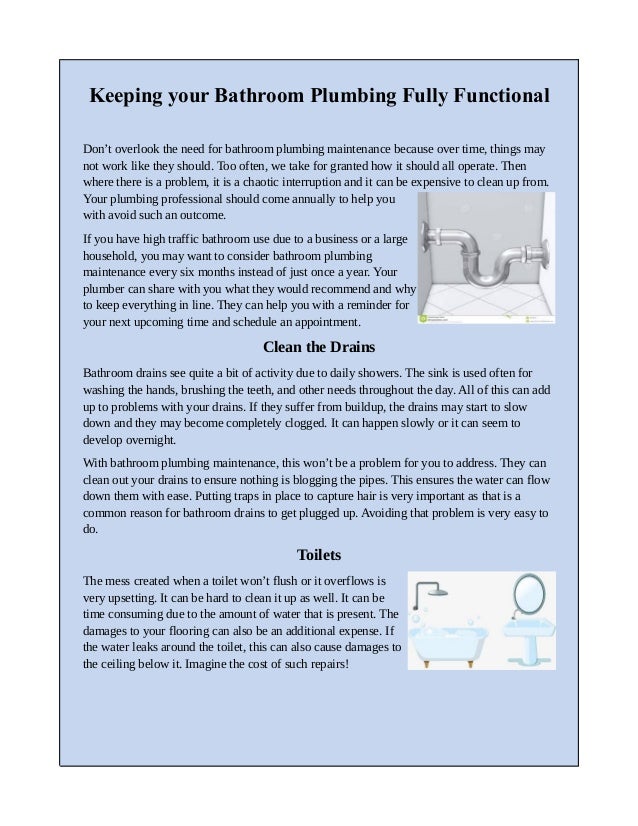 Keeping Your Bathroom Plumbing Fully Functional