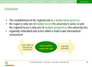 In the region – for the region? The multiple roles of universities for their (rural) siting region Slide 43