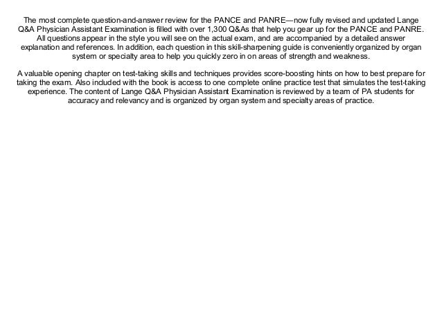 Pdf Lange Q A Physician Assistant Examination Seventh Edition Lan