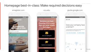 Proprietary + ConfidentialProprietary + Confidential
Homepage best-in-class: Make required decisions easy
emagister.com vcu.edu gsuite.google.com
 