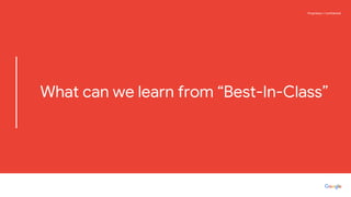 Proprietary + ConfidentialProprietary + Confidential
What can we learn from “Best-In-Class”
 