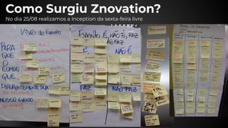 No dia 25/08 realizamos a Inception da sexta-feira livre
Como Surgiu Znovation?
 