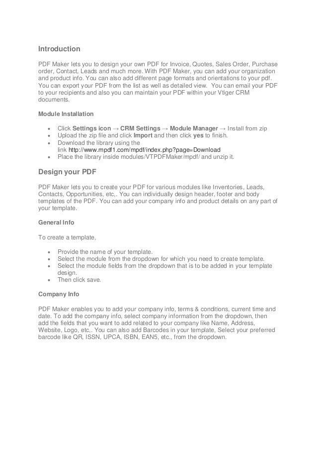 vtiger pdf maker