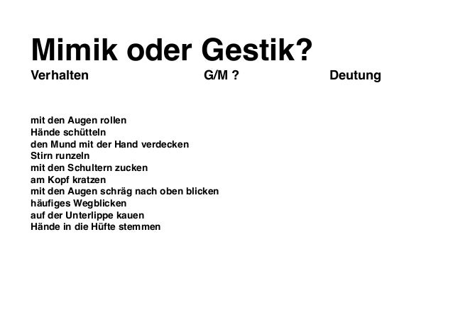 mimik und gestik