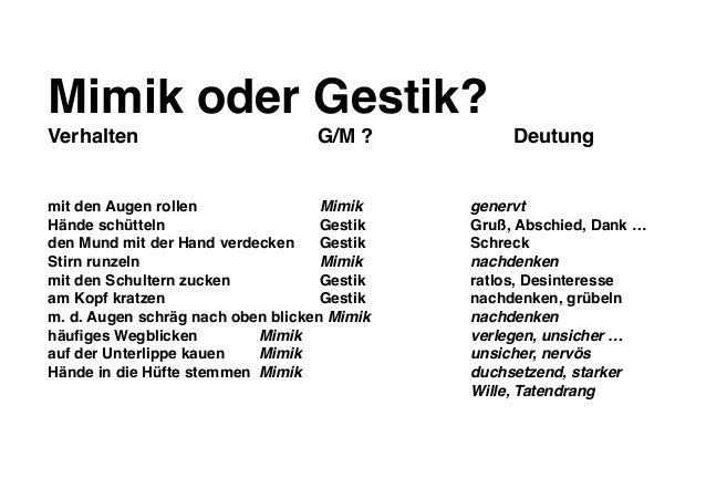 Was ist mimik und gestik
