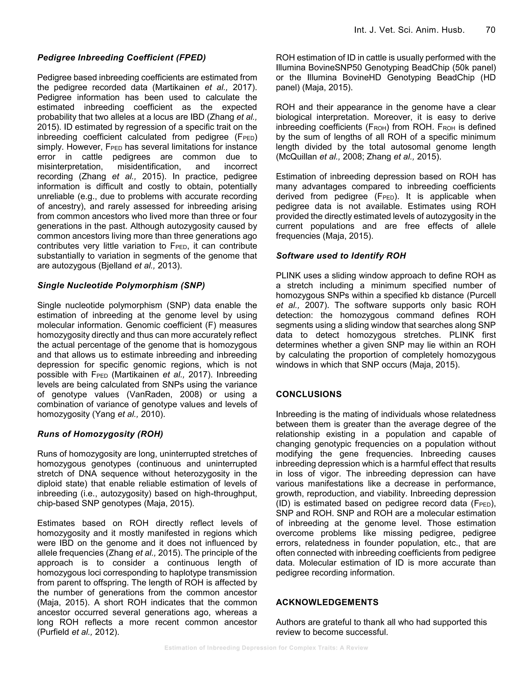 Estimation of Inbreeding Depression for Complex Traits: A Review | PDF