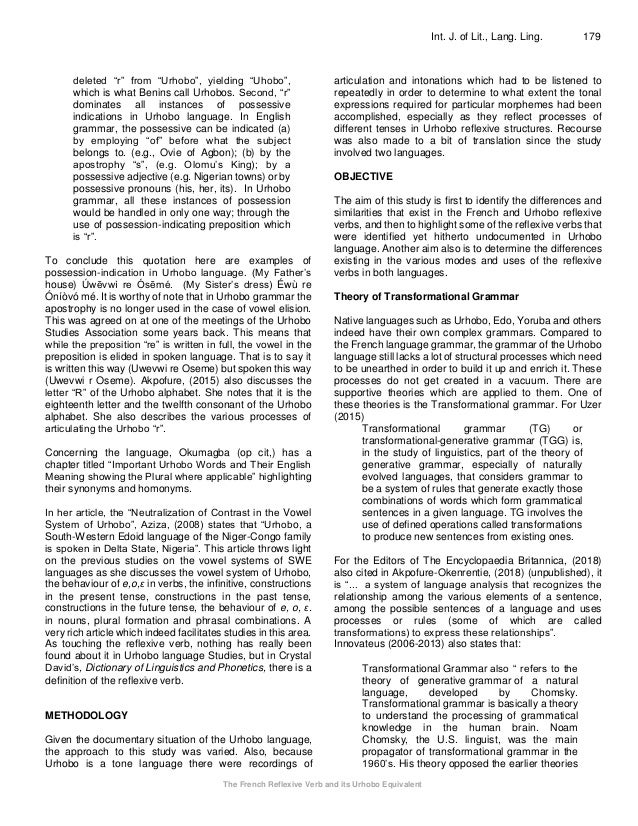 The French Reflexive Verb And Its Urhobo Equivalent The French Reflexive Verb And Its Urhobo Equivalent