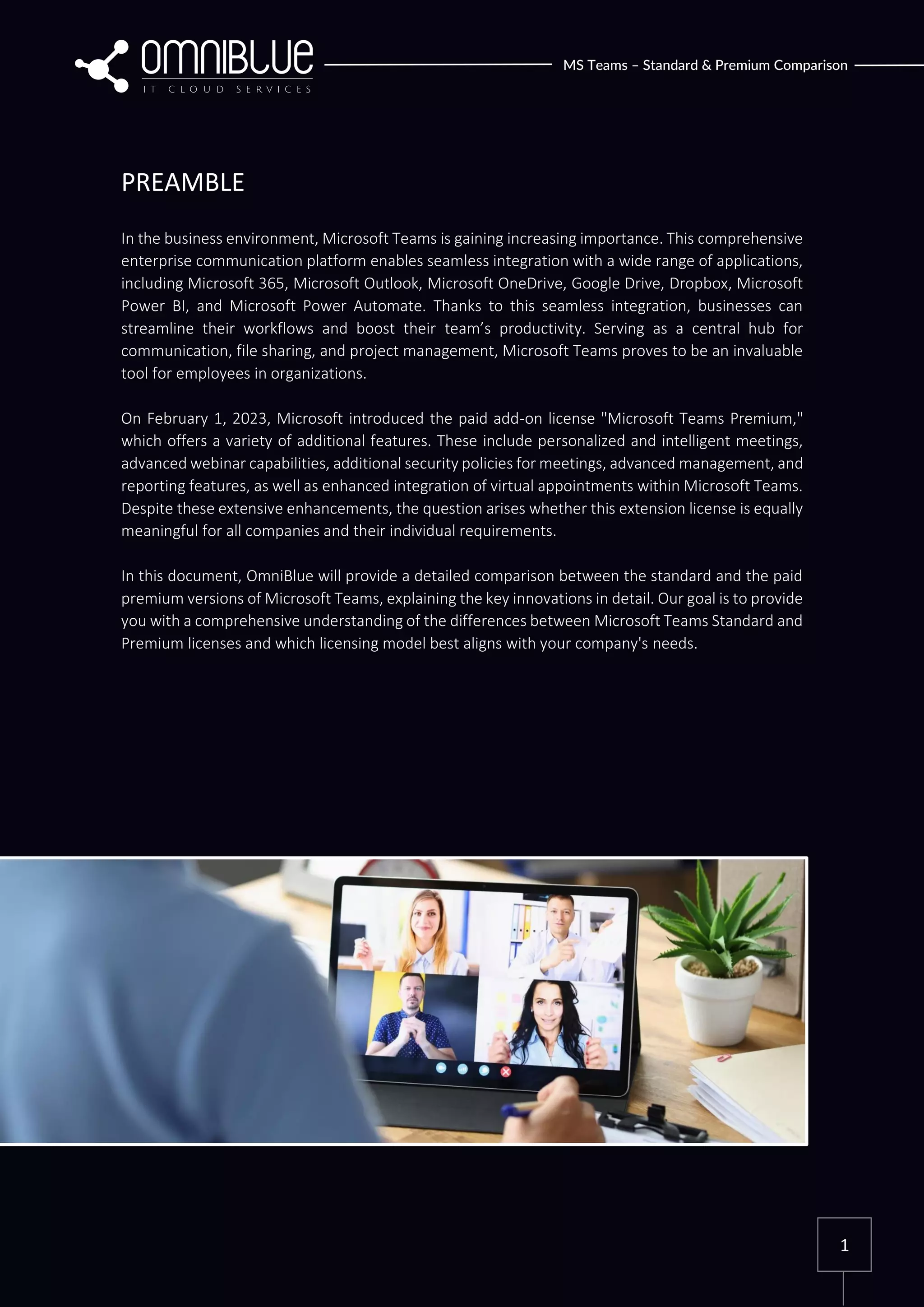 MS Teams Standard vs MS Teams Premium Comparison Guide PDF