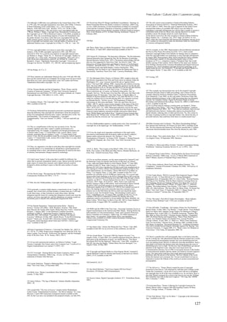 Free Culture / Culture Libre // Lawrence Lessig

126 Although 13,000 titles were published in the United States from 1790          147 NewsCorp./DirecTV Merger and Media Consolidation : Hearings on               163 The only circuit court exception is found in Recording Industry
to 1799, only 556 copyright registrations were filed; John Tebbel, A History      Media Ownership Before the Senate Commerce Committee, 108th Cong.,               Association of America (RIAA) v. Diamond Multimedia Systems, 180 F.
of Book Publishing in the United States, vol. 1, The Creation of an               1st sess. (2003) (testimony of Gene Kimmelman on behalf of Consumers             3d 1072 (9th Cir. 1999). There the court of appeals for the Ninth Circuit
Industry, 1630-1865 (New York : Bowker, 1972), 141. Of the 21,000                 Union and the Consumer Federation of America), available at link #30.            reasoned that makers of a portable MP3 player were not liable for
imprints recorded before 1790, only twelve were copyrighted under the             Kimmelman quotes Victoria Riskin, president of Writers Guild of America,         contributory copyright infringement for a device that is unable to record or
1790 act; William J. Maher, Copyright Term, Retrospective Extension and           West, in her Remarks at FCC En Banc Hearing, Richmond, Virginia, 27              redistribute music (a device whose only copying function is to render
the Copyright Law of 1790 in Historical Context, 7-10 (2002), available at        February 2003.                                                                   portable a music file already stored on a user's hard drive).
link #25. Thus, the overwhelming majority of works fell immediately into                                                                                           At the district court level, the only exception is found in Metro-Goldwyn-
the public domain. Even those works that were copyrighted fell into the                                                                                            Mayer Studios, Inc. v. Grokster, Ltd., 259 F. Supp. 2d 1029 (C.D. Cal.,
public domain quickly, because the term of copyright was short. The initial                                                                                        2003), where the court found the link between the distributor and any given
term of copyright was fourteen years, with the option of renewal for an           148 Ibid.                                                                        user's conduct too attenuated to make the distributor liable for contributory
additional fourteen years. Copyright Act of May 31, 1790, §1, 1 stat. 124.                                                                                         or vicarious infringement liability.

                                                                                  149 "Barry Diller Takes on Media Deregulation," Now with Bill Moyers,
127 Few copyright holders ever chose to renew their copyrights. For               Bill Moyers, 25 April 2003, edited transcript available at link #31.             164 For example, in July 2002, Representative Howard Berman introduced
instance, of the 25,006 copyrights registered in 1883, only 894 were                                                                                               the Peer-to-Peer Piracy Prevention Act (H.R. 5211), which would
renewed in 1910. For a year-by-year analysis of copyright renewal rates,                                                                                           immunize copyright holders from liability for damage done to computers
see Barbara A. Ringer, "Study No. 31 : Renewal of Copyright," Studies on          150 Clayton M. Christensen, The Innovator's Dilemma : The Revolutionary          when the copyright holders use technology to stop copyright infringement.
Copyright, vol. 1 (New York : Practicing Law Institute, 1963), 618. For a         National Bestseller that Changed the Way We Do Business (Cambridge :             In August 2002, Representative Billy Tauzin introduced a bill to mandate
more recent and comprehensive analysis, see William M. Landes and                                                                                                  that technologies capable of rebroadcasting digital copies of films
Richard A. Posner, "Indefinitely Renewable Copyright," University of              Harvard Business School Press, 1997). Christensen acknowledges that the          broadcast on TV (i.e., computers) respect a "broadcast flag" that would
Chicago Law Review 70 (2003) : 471, 498-501, and accompanying figures.            idea was first suggested by Dean Kim Clark. See Kim B. Clark, "The               disable copying of that content. And in March of the same year, Senator
                                                                                  Interaction of Design Hierarchies and Market Concepts in Technological           Fritz Hollings introduced the Consumer Broadband and Digital Television
                                                                                  Evolution," Research Policy 14 (1985) : 235-51. For a more recent study,
                                                                                  see Richard Foster and Sarah Kaplan, Creative Destruction : Why                  Promotion Act, which mandated copyright protection technology in all
                                                                                                                                                                   digital media devices. See GartnerG2, "Copyright and Digital Media in a
128 See Ringer, ch. 9, n. 2.                                                      Companies That Are Built to Last Underperform the Market-and How to              Post-Napster World," 27 June 2003, 33-34, available at link #44.
                                                                                  Successfully Transform Them (New York : Currency/Doubleday, 2001).


129 These statistics are understated. Between the years 1910 and 1962 (the                                                                                         165 Lessing, 239.
first year the renewal term was extended), the average term was never more        151 The Marijuana Policy Project, in February 2003, sought to place ads
than thirty-two years, and averaged thirty years. See Landes and Posner,          that directly responded to the Nick and Norm series on stations within the
"Indefinitely Renewable Copyright," loc. cit.                                     Washington, D.C., area. Comcast rejected the ads as "against [their]
                                                                                  policy." The local NBC affiliate, WRC, rejected the ads without reviewing        166 Ibid., 229.
                                                                                  them. The local ABC affiliate, WJOA, originally agreed to run the ads and
                                                                                  accepted payment to do so, but later decided not to run the ads and returned
130 See Thomas Bender and David Sampliner, "Poets, Pirates, and the               the collected fees. Interview with Neal Levine, 15 October 2003.
Creation of American Literature," 29 New York University Journal of               These restrictions are, of course, not limited to drug policy. See, for          167 This example was derived from fees set by the original Copyright
International Law and Politics 255 (1997), and James Gilraeth, ed., Federal       example, Nat Ives, "On the Issue of an Iraq War, Advocacy Ads Meet with          Arbitration Royalty Panel (CARP) proceedings, and is drawn from an
Copyright Records, 1790-1800 (U.S. G.P.O., 1987).                                 Rejection from TV Networks," New York Times, 13 March 2003, C4.                  example offered by Professor William Fisher. Conference Proceedings,
                                                                                  Outside of election-related air time there is very little that the FCC or the    iLaw (Stanford), 3 July 2003, on file with author. Professors Fisher and
                                                                                  courts are willing to do to even the playing field. For a general overview,      Zittrain submitted testimony in the CARP proceeding that was ultimately
                                                                                  see Rhonda Brown, "Ad Hoc Access : The Regulation of Editorial                   rejected. See Jonathan Zittrain, Digital Performance Right in Sound
131 Jonathan Zittrain, "The Copyright Cage," Legal Affairs, July/August           Advertising on Television and Radio," Yale Law and Policy Review 6               Recordings and Ephemeral Recordings, Docket No. 2000-9, CARP DTRA
2003, available at link #26.                                                      (1988) : 449-79, and for a more recent summary of the stance of the FCC          1 and 2, available at link #45
                                                                                  and the courts, see Radio-Television News Directors Association v. FCC,          For an excellent analysis making a similar point, see Randal C. Picker,
                                                                                  184 F. 3d 872 (D.C. Cir. 1999). Municipal authorities exercise the same          "Copyright as Entry Policy : The Case of Digital Distribution," Antitrust
                                                                                  authority as the networks. In a recent example from San Francisco, the San       Bulletin (Summer/Fall 2002) : 461 : "This was not confusion, these are just
132 Professor Rubenfeld has presented a powerful constitutional argument          Francisco transit authority rejected an ad that criticized its Muni diesel       old-fashioned entry barriers. Analog radio stations are protected from
about the difference that copyright law should draw (from the perspective         buses. Phillip Matier and Andrew Ross, "Antidiesel Group Fuming After            digital entrants, reducing entry in radio and diversity. Yes, this is done in
of the First Amendment) between mere "copies" and derivative works. See           Muni Rejects Ad," SFGate.com, 16 June 2003, available at link #32. The           the name of getting royalties to copyright holders, but, absent the play of
Jed Rubenfeld, "The Freedom of Imagination : Copyright's                          ground was that the criticism was "too controversial."                           powerful interests, that could have been done in a media-neutral way."
Constitutionality," Yale Law Journal 112 (2002) : 1-60 (see especially pp.
53-59).

                                                                                  152 Siva Vaidhyanathan captures a similar point in his "four surrenders" of      168 Mike Graziano and Lee Rainie, "The Music Downloading Deluge,"
                                                                                  copyright law in the digital age. See Vaidhyanathan, 159-60.                     Pew Internet and American Life Project (24 April 2001), available at link
133 This is a simplification of the law, but not much of one. The law                                                                                              #46. The Pew Internet and American Life Project reported that 37 million
certainly regulates more than "copies"-a public performance of a                                                                                                   Americans had downloaded music files from the Internet by early 2001.
copyrighted song, for example, is regulated even though performance per
se doesn't make a copy; 17 United States Code, section 106(4). And it             153 It was the single most important contribution of the legal realist
certainly sometimes doesn't regulate a "copy"; 17 United States Code,             movement to demonstrate that all property rights are always crafted to
section 112(a). But the presumption under the existing law (which regulates       balance public and private interests. See Thomas C. Grey, "The                   169 Alex Pham, "The Labels Strike Back : N.Y. Girl Settles RIAA Case,"
"copies;" 17 United States Code, section 102) is that if there is a copy, there   Disintegration of Property," in Nomos XXII : Property, J. Roland Pennock         Los Angeles Times, 10 September 2003, Business.
is a right. (retour au texte)                                                     and John W. Chapman, eds. (New York : New York University Press,
                                                                                  1980).
                                                                                                                                                                   170 Jeffrey A. Miron and Jeffrey Zwiebel, "Alcohol Consumption During
134 Thus, my argument is not that in each place that copyright law extends,                                                                                        Prohibition," American Economic Review 81, no. 2 (1991) : 242.
we should repeal it. It is instead that we should have a good argument for        154 H. G. Wells, "The Country of the Blind" (1904, 1911). See H. G.
its extending where it does, and should not determine its reach on the basis      Wells, The Country of the Blind and Other Stories, Michael Sherborne, ed.
of arbitrary and automatic changes caused by technology.                          (New York : Oxford University Press, 1996).
                                                                                                                                                                   171 National Drug Control Policy : Hearing Before the House Government
                                                                                                                                                                   Reform Committee, 108th Cong., 1st sess. (5 March 2003) (statement of
                                                                                                                                                                   John P. Walters, director of National Drug Control Policy).
135 I don't mean "nature" in the sense that it couldn't be different, but         155 For an excellent summary, see the report prepared by GartnerG2 and
rather that its present instantiation entails a copy. Optical networks need not   the Berkman Center for Internet and Society at Harvard Law School,
make copies of content they transmit, and a digital network could be              "Copy- right and Digital Media in a Post-Napster World," 27 June 2003,
designed to delete anything it copies so that the same number of copies           available at link #33. Reps. John Conyers Jr. (D-Mich.) and Howard L.            172 See James Andreoni, Brian Erard, and Jonathon Feinstein, "Tax
remain.                                                                           Berman (D-Calif.) have introduced a bill that would treat unauthorized on-       Compliance," Journal of Economic Literature 36 (1998) : 818 (survey of
                                                                                  line copying as a felony offense with punishments ranging as high as five        compliance literature).
                                                                                  years imprisonment; see Jon Healey, "House Bill Aims to Up Stakes on
                                                                                  Piracy," Los Angeles Times, 17 July 2003, available at link #34. Civil
136 See David Lange, "Recognizing the Public Domain," Law and                     penalties are currently set at $150,000 per copied song. For a recent (and
Contemporary Problems 44 (1981) : 172-73.                                                                                                                          173 See Frank Ahrens, "RIAA's Lawsuits Meet Surprised Targets; Single
                                                                                  unsuccessful) legal challenge to the RIAA's demand that an ISP reveal the        Mother in Calif., 12-Year-Old Girl in N.Y. Among Defendants,"
                                                                                  identity of a user accused of sharing more than 600 songs through a family
                                                                                  computer, see RIAA v. Verizon Internet Services (In re. Verizon Internet         Washington Post, 10 September 2003, E1; Chris Cobbs, "Worried Parents
                                                                                  Services), 240 F. Supp. 2d 24 (D.D.C. 2003). Such a user could face              Pull Plug on File 'Stealing'; With the Music Industry Cracking Down on
137 Ibid. See also Vaidhyanathan, Copyrights and Copywrongs, 1-3.                                                                                                  File Swapping, Parents are Yanking Software from Home PCs to Avoid
                                                                                  liability ranging as high as $90 million. Such astronomical figures furnish      Being Sued," Orlando Sentinel Tribune, 30 August 2003, C1; Jefferson
                                                                                  the RIAA with a powerful arsenal in its prosecution of file sharers.             Graham, "Recording Industry Sues Parents," USA Today, 15 September
                                                                                  Settlements ranging from $12,000 to $17,500 for four students accused of
                                                                                  heavy file sharing on university networks must have seemed a mere                2003, 4D; John Schwartz, "She Says She's No Music Pirate. No Snoop Fan,
138 In principle, a contract might impose a requirement on me. I might, for                                                                                        Either," New York Times, 25 September 2003, C1; Margo Varadi, "Is
example, buy a book from you that includes a contract that says I will read       pittance next to the $98 billion the RIAA could seek should the matter
                                                                                  proceed to court. See Elizabeth Young, "Downloading Could Lead to                Brianna a Criminal ?" Toronto Star, 18 September 2003, P7.
it only three times, or that I promise to read it three times. But that
obligation (and the limits for creating that obligation) would come from the      Fines," redandblack.com, 26 August 2003, available at link #35. For an
contract, not from copyright law, and the obligations of contract would not       example of the RIAA's targeting of student file sharing, and of the
necessarily pass to anyone who subsequently acquired the book.                    subpoenas issued to universities to reveal student file-sharer identities, see   174 See "Revealed : How RIAA Tracks Downloaders : Music Industry
                                                                                  James Collins, "RIAA Steps Up Bid to Force BC, MIT to Name Students,"            Discloses Some Methods Used," CNN.com, available at link #47.
                                                                                  Boston Globe, 8 August 2003, D3, available at link #36.

139 See Pamela Samuelson, "Anticircumvention Rules : Threat to
Science," Science 293 (2001) : 2028; Brendan I. Koerner, "Play Dead :                                                                                              175 See Jeff Adler, "Cambridge : On Campus, Pirates Are Not Penitent,"
Sony Muzzles the Techies Who Teach a Robot Dog New Tricks," American              156 WIPO and the DMCA One Year Later : Assessing Consumer Access to              Boston Globe, 18 May 2003, City Weekly, 1; Frank Ahrens, "Four Students
Prospect, 1 January 2002; "Court Dismisses Computer Scientists'                   Digital Entertainment on the Internet and Other Media : Hearing Before the       Sued over Music Sites; Industry Group Targets File Sharing at Colleges,"
Challenge to DMCA," Intellectual Property Litigation Reporter, 11                 Subcommittee on Telecommunications, Trade, and Consumer Protection,              Washington Post, 4 April 2003, E1; Elizabeth Armstrong, "Students 'Rip,
December 2001; Bill Holland, "Copyright Act Raising Free-Speech                   House Committee on Commerce, 106th Cong. 29 (1999) (statement of                 Mix, Burn' at Their Own Risk," Christian Science Monitor, 2 September
Concerns," Billboard, 26 May 2001; Janelle Brown, "Is the RIAA Running            Peter Harter, vice president, Global Public Policy and Standards,                2003, 20; Robert Becker and Angela Rozas, "Music Pirate Hunt Turns to
Scared ?" Salon.com, 26 April 2001; Electronic Frontier Foundation,               EMusic.com), available in LEXIS, Federal Document Clearing House                 Loyola; Two Students Names Are Handed Over; Lawsuit Possible,"
"Frequently Asked Questions about Felten and USENIX v. RIAA Legal                 Congressional Testimony File.                                                    Chicago Tribune, 16 July 2003, 1C; Beth Cox, "RIAA Trains Antipiracy
Case," available at link #27.                                                                                                                                      Guns on Universities," Internet News, 30 January 2003, available at link
                                                                                                                                                                   #48; Benny Evangelista, "Download Warning 101 : Freshman Orientation
                                                                                  157 See Danit Lidor, "Artists Just Wanna Be Free," Wired, 7 July 2003,           This Fall to Include Record Industry Warnings Against File Sharing," San
                                                                                  available at link #40. For an overview of the exhibition, see link #41.          Francisco Chronicle, 11 August 2003, E11; "Raid, Letters Are Weapons at
140 Sony Corporation of America v. Universal City Studios, Inc., 464 U.S.                                                                                          Universities," USA Today, 26 September 2000, 3D.
417, 455 fn. 27 (1984). Rogers never changed his view about the VCR. See
James Lardner, Fast Forward : Hollywood, the Japanese, and the Onslaught
of the VCR (New York : W. W. Norton, 1987), 270-71.                               158 See Joseph Menn, "Universal, EMI Sue Napster Investor," Los
                                                                                  Angeles Times, 23 April 2003. For a parallel argument about the effects on       176 There's a parallel here with pornography that is a bit hard to describe,
                                                                                  innovation in the distribution of music, see Janelle Brown, "The Music           but it's a strong one. One phenomenon that the Internet created was a world
                                                                                  Revolution Will Not Be Digitized," Salon.com, 1 June 2001, available at          of noncommercial pornographers-people who were distributing porn but
141 For an early and prescient analysis, see Rebecca Tushnet, "Legal                                                                                               were not making money directly or indirectly from that distribution. Such a
Fictions, Copyright, Fan Fiction, and a New Common Law," Loyola of Los            link #42. See also Jon Healey, "Online Music Services Besieged," Los
                                                                                  Angeles Times, 28 May 2001.                                                      class didn't exist before the Internet came into being because the costs of
Angeles Entertainment Law Journal 17 (1997) : 651.                                                                                                                 distributing porn were so high. Yet this new class of distributors got special
                                                                                                                                                                   attention in the Supreme Court, when the Court struck down the
                                                                                                                                                                   Communications Decency Act of 1996. It was partly because of the burden
                                                                                  159 "Copyright and Digital Media in a Post-Napster World," GartnerG2             on noncommercial speakers that the statute was found to exceed Congress's
142 FCC Oversight : Hearing Before the Senate Commerce, Science and               and the Berkman Center for Internet and Society at Harvard Law School            power. The same point could have been made about noncommercial
Transportation Committee, 108th Cong., 1st sess. (22 May 2003)                    (2003), 33-35, available at link #44.                                            publishers after the advent of the Internet. The Eric Eldreds of the world
(statement of Senator John McCain).                                                                                                                                before the Internet were extremely few. Yet one would think it at least as
                                                                                                                                                                   important to protect the Eldreds of the world as to protect noncommercial
                                                                                                                                                                   pornographers.
                                                                                  160 GartnerG2, 26-27.
143 Lynette Holloway, "Despite a Marketing Blitz, CD Sales Continue to
Slide," New York Times, 23 December 2002.
                                                                                                                                                                   177 The full text is : "Sonny [Bono] wanted the term of copyright
                                                                                  161 See David McGuire, "Tech Execs Square Off Over Piracy,"                      protection to last forever. I am informed by staff that such a change would
                                                                                  Newsbytes, 28 February 2002 (Entertainment).                                     violate the Constitution. I invite all of you to work with me to strengthen
144 Molly Ivins, "Media Consolidation Must Be Stopped," Charleston
Gazette, 31 May 2003.                                                                                                                                              our copyright laws in all of the ways available to us. As you know, there is
                                                                                                                                                                   also Jack Valenti's proposal for a term to last forever less one day. Perhaps
                                                                                                                                                                   the Committee may look at that next Congress," 144 Cong. Rec. H9946,
                                                                                  162 Jessica Litman, Digital Copyright (Amherst, N.Y. : Prometheus Books,         9951-2 (October 7, 1998).
                                                                                  2001).
145 James Fallows, "The Age of Murdoch," Atlantic Monthly (September
2003) : 89.
                                                                                                                                                                   178 Associated Press, "Disney Lobbying for Copyright Extension No
                                                                                                                                                                   Mickey Mouse Effort; Congress OKs Bill Granting Creators 20 More
146 Leonard Hill, "The Axis of Access," remarks before Weidenbaum                                                                                                  Years," Chicago Tribune, 17 October 1998, 22.
Center Forum, "Entertainment Economics : The Movie Industry," St. Louis,
Missouri, 3 April 2003 (transcript of prepared remarks available at link
#28; for the Lear story, not included in the prepared remarks, see link #29).                                                                                      179 See Nick Brown, "Fair Use No More ? : Copyright in the Information
                                                                                                                                                                   Age," available at link #49.


                                                                                                                                                                                                                                         127
 