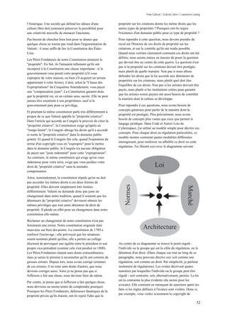 Free Culture / Culture Libre // Lawrence Lessig


l'Amérique. Une société qui défend les idéaux d'une              propriété sur les créations donne les même droits que les
culture libre doit justement préserver la possibilité pour       autres types de propriétés ? Pourquoi ont-ils requis
une créativité nouvelle de menacer l'ancienne.                   l'existence d'un domaine public pour ce type de propriété ?
Pas besoin de chercher bien loin pour se douter que              Pour répondre à cette question, nous devons prendre du
quelque chose ne tourne pas rond dans l'argumentation de         recul sur l'histoire de ces droits de propriété sur les
Valenti : il nous suffit de lire la Constitution des États-      créations, et sur le contrôle qu'ils ont rendu possible.
Unis.                                                            Quand nous verrons clairement comment ces droits ont été
                                                                 définis, nous serons mieux en mesure de poser la question
Les Pères Fondateurs de notre Constitution aimaient la
                                                                 qui devrait être au centre de cette guerre. La question n'est
"propriété". En fait, ils l'aimaient tellement qu'ils ont
                                                                 pas si la propriété sur les créations devrait être protégée,
incorporé à la Constitution une clause importante : si le
                                                                 mais plutôt de quelle manière. Non pas si nous allons
gouvernement vous prend votre propriété (s'il vous
                                                                 défendre les droits que la loi accorde aux détenteurs de
exproprie de votre maison, ou bien s'il acquiert un terrain
                                                                 propriétés sur les créations, mais plutôt quel doit être
appartenant à votre ferme), il doit, selon la "Clause des
                                                                 l'équilibre de ces droits. Non pas si les artistes doivent être
Expropriations" du Cinquième Amendement, vous payer
                                                                 payés, mais plutôt si les institutions créées pour garantir
une "compensation juste". La Constitution garantit donc
                                                                 que les artistes soient payées ont aussi besoin de contrôler
que la propriété est, en un certain sens, sacrée. Elle ne peut
                                                                 la manière dont la culture se développe.
jamais être soustraite à son propriétaire, sauf si le
gouvernement paie pour ce privilège.                             Pour répondre à ces questions, nous avons besoin de
                                                                 concepts généraux pour parler de la manière dont la
Et pourtant la même constitution parle très différemment à
                                                                 propriété est protégée. Plus précisément, nous avons
propos de ce que Valenti appelle la "propriété créative".
                                                                 besoin de concepts plus vastes que ceux que permet le
Dans l'article qui accorde au Congrès le pouvoir de créer la
                                                                 langage juridique. Dans Code et Autres Lois du
"propriété créative", la Constitution exige qu'après un
                                                                 Cyberespace, j'ai utilisé un modèle simple pour décrire ces
"temps limité", le Congrès abroge les droits qu'il a accordé
                                                                 concepts. Pour chaque droit ou régulation particulière, ce
et mette la "propriété créative" dans le domaine public
                                                                 modèle montre comment quatre modalités différentes
gratuit. Et quand le Congrès fait cela, quand l'expiration du
                                                                 interagissent, pour renforcer ou affaiblir ce droit ou cette
terme d'un copyright vous en "exproprie" pour le mettre
                                                                 régulation. J'ai illustré ceci avec le diagramme suivant :
dans le domaine public, le Congrès n'a aucune obligation
de payer une "juste indemnité" pour cette "expropriation".
Au contraire, la même constitution qui exige qu'on vous
indemnise pour votre terre, exige que vous perdiez votre
droit de "propriété créative" sans la moindre                                                Loi
compensation.
Ainsi, nominalement, la constitution stipule qu'on ne doit
pas accorder les mêmes droits à ces deux formes de
                                                                     Normes




propriété. Elles doivent simplement être traitées                                                                        Marché
différemment. Valenti ne demande donc pas juste un
changement dans notre tradition, quand il soutient que les
détenteurs de "propriété créative" devraient obtenir les
mêmes privilèges que tout autre détenteur de droit de
propriété. Il plaide en effet pour un changement dans notre
constitution elle-même.
Réclamer un changement de notre constitution n'est pas
forcément une erreur. Notre constitution originale était
mauvaise sur bien des points. La constitution de 1789 a
                                                                                    Architecture
renforcé l'esclavage ; elle prévoyait que les sénateurs
soient nommés plutôt qu'élus; elle a permis au collège
électoral de provoquer une égalité entre le président et son     Au centre de ce diagramme se trouve le point régulé :
propre vice-président (comme cela s'est produit en 1800).        l'individu ou le groupe qui est la cible du régulation, ou le
Les Pères Fondateurs étaient sans doute extraordinaires,         détenteur d'un droit. (Dans chaque cas tout au long de ce
mais je serais le premier à reconnaître qu'ils ont commis de     paragraphe, nous pouvons décrire ceci soit comme une
grosses erreurs. Depuis lors, nous avons corrigé certaines       régulation, soit comme un droit. Par simplicité, je parlerai
de ces erreurs; il en reste sans doute d'autres, que nous        seulement de régulations). Les ovales décrivent quatre
devrons corriger aussi. Ainsi je ne pense pas que si             manières par lesquelles l'individu ou le groupe peut être
Jefferson a fait une chose, nous devions faire de même.          régulé - soit contraint, soit, alternativement, permis. La loi
                                                                 est la contrainte la plus évidente (du moins pour les
Par contre, je pense que si Jefferson a fait quelque chose,
                                                                 avocats). Elle contraint en menaçant de sanctions après les
nous devrions au moins tenter de comprendre pourquoi.
                                                                 faits si les règles définies à l'avance sont violées. Donc si,
Pourquoi les Pères Fondateurs, défenseurs fanatiques de la
                                                                 par exemple, vous violez sciemment le copyright de
propriété privée qu'ils étaient, ont-ils rejeté l'idée que la

                                                                                                                                  52
 
