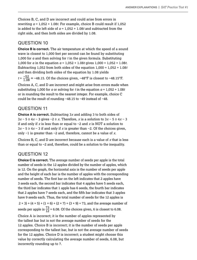 Sat Practice Test Answers & Explanations (1) | PDF