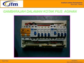 Insititut Latihan Perindustrian
Bukit Katil , Melaka
Disediakan :
Mohd Khairul Anuar Bin Kassim
Single Phase
GAMBARAJAH DALAMAN KOTAK FIUS AGIHAN
 
