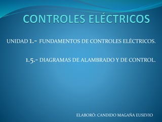 UNIDAD 1.- FUNDAMENTOS DE CONTROLES ELÉCTRICOS.
1.5.- DIAGRAMAS DE ALAMBRADO Y DE CONTROL.
ELABORÓ: CANDIDO MAGAÑA EUSEVIO
 