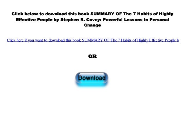 7 habits of highly effective people summary 7 habits of highly effective people summary