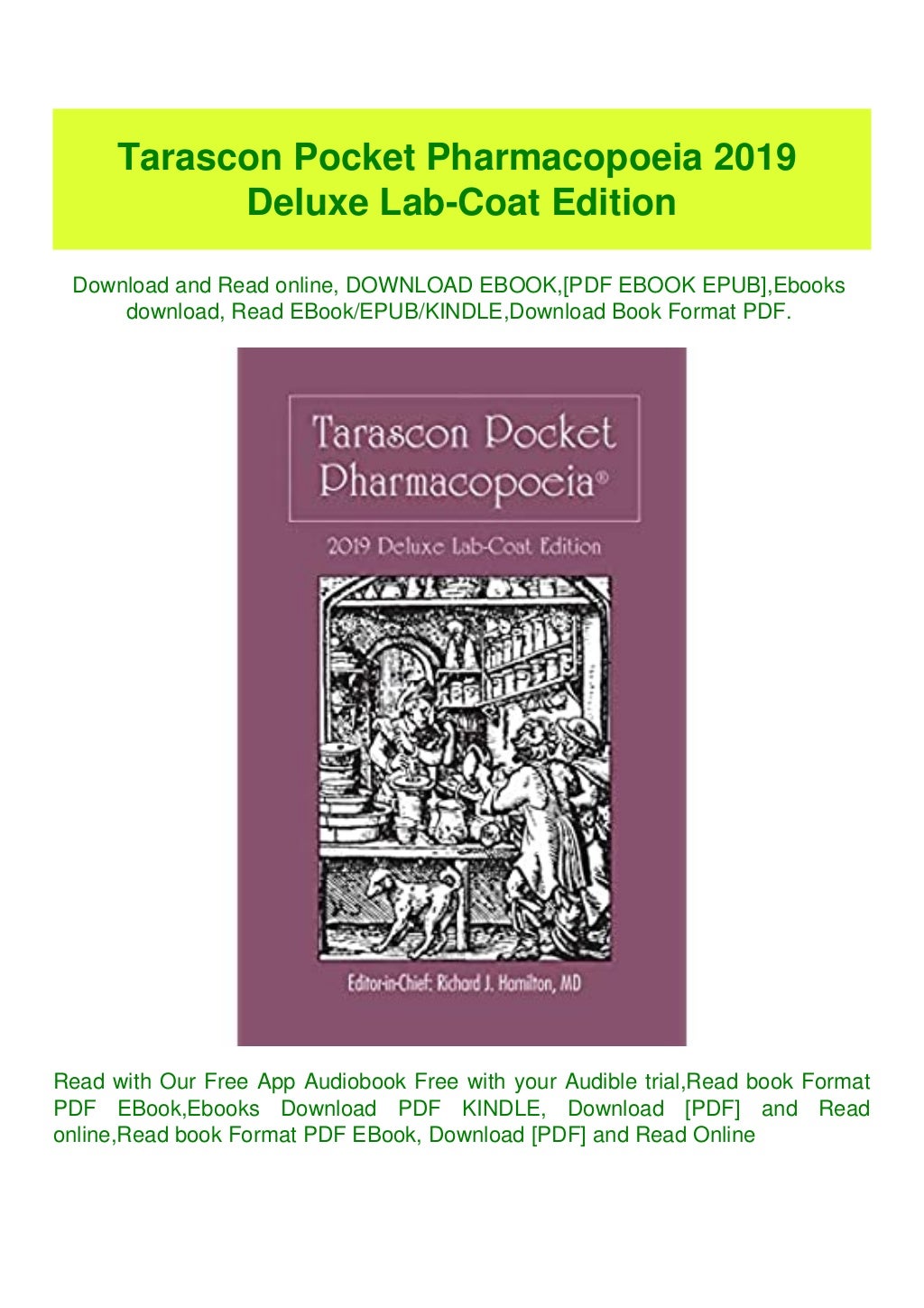 PDF) Tarascon Pocket Pharmacopoeia 2019 Deluxe LabCoat Edition (READ PDF EBOOK)