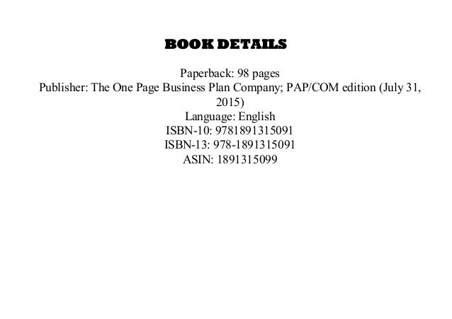 One page business case image