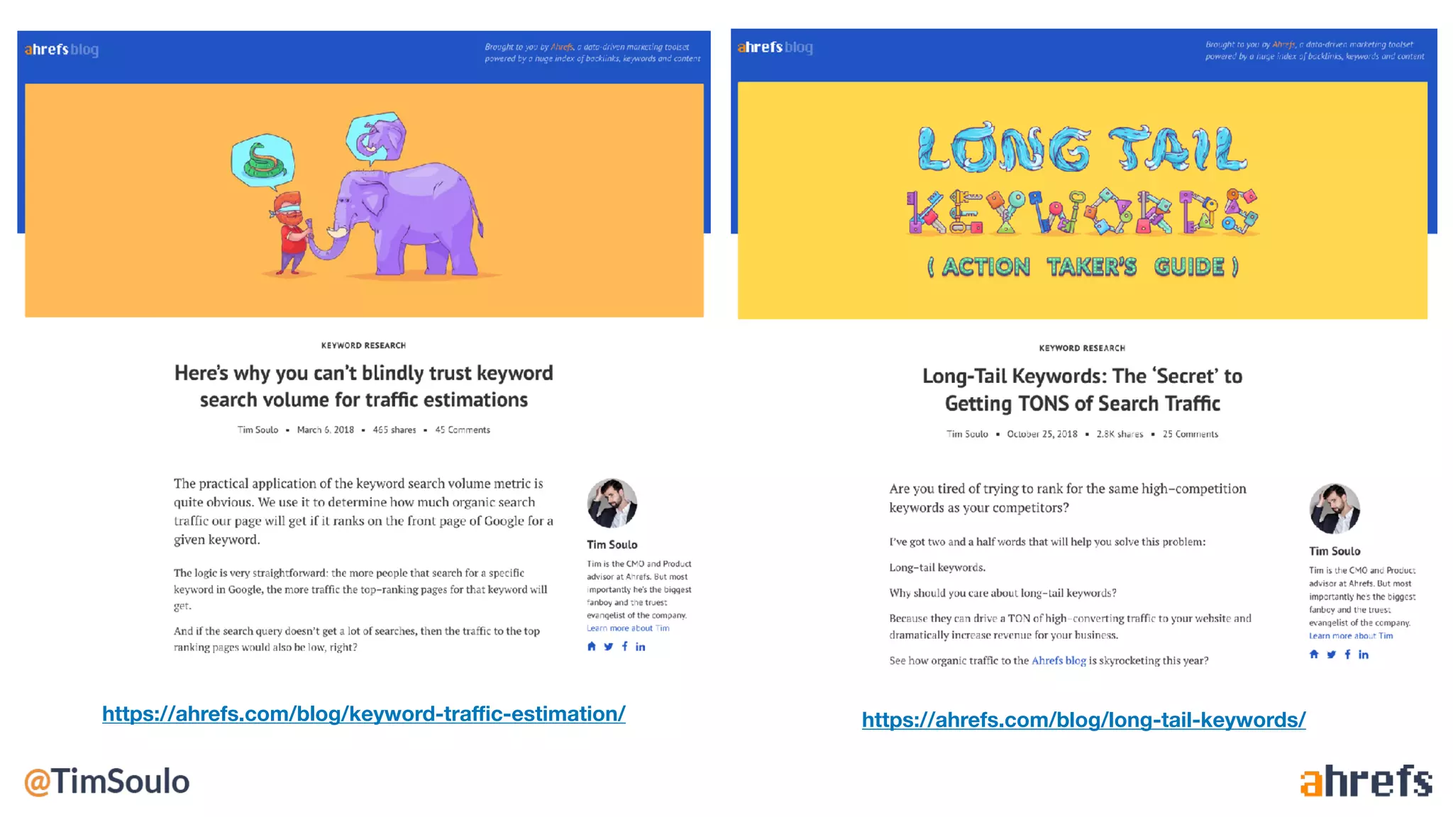 https://ahrefs.com/blog/keyword-traffic-estimation/ https://ahrefs.com/blog/long-tail-keywords/