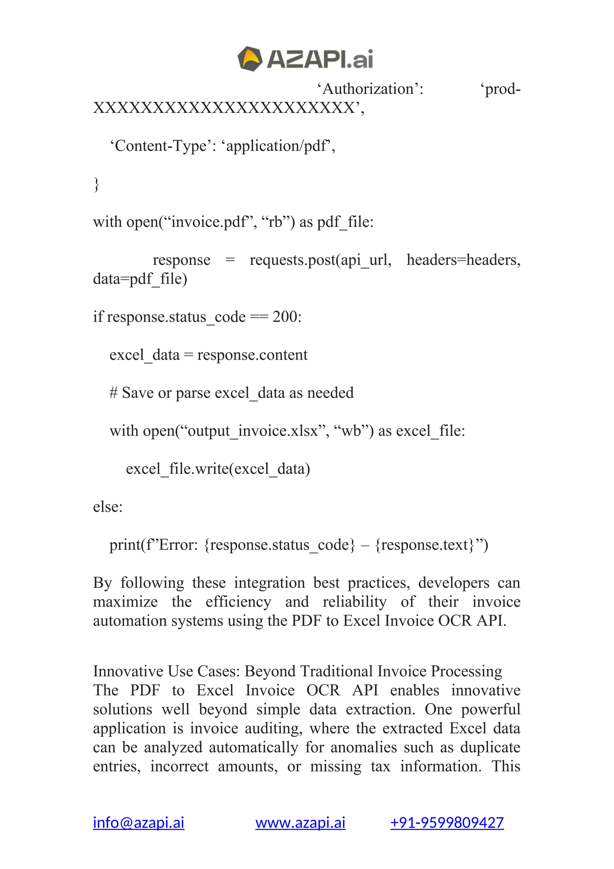 PDF to Excel Invoice OCR API For Seamless Invoice Data Extraction | DOCX