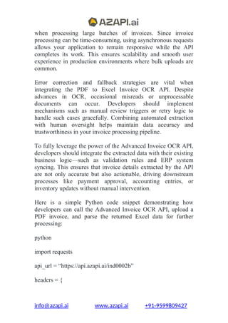 PDF to Excel Invoice OCR API For Seamless Invoice Data Extraction | DOCX