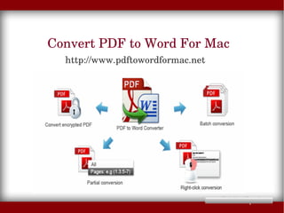 Convert PDF to Word For Mac
  http://www.pdftowordformac.net
 