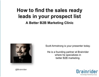 How to Find the Sales Ready Leads Already Existing in Your Prospect List