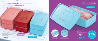 Agora, sua coleção de Caixas Ideal
decorada está completa!
Podem ser empilhadas,
otimizando o espaço
do freezer
803905 | Caixa Ideal
Peixe 1,4 Litro
23 comp. X 14 larg. X 6,9 alt. (cm)
Por
R$54,90
Preço Sugerido
R$74,00 25%de desconto
LANÇAMENTO
LANÇAMENTO
Você sabe o que tem
dentro, sem precisar abrir
Material flexível, não
racha ao congelar
1
2
1,4L
Caixa Ideal 1,4 Litro
23 comp. X 14 larg. X 6,9 alt. (cm)
1 | 803705 | Frango
2 | 803819 | Carne
R$74,00
cada
NOVIDADE
19
Freezer
18
 